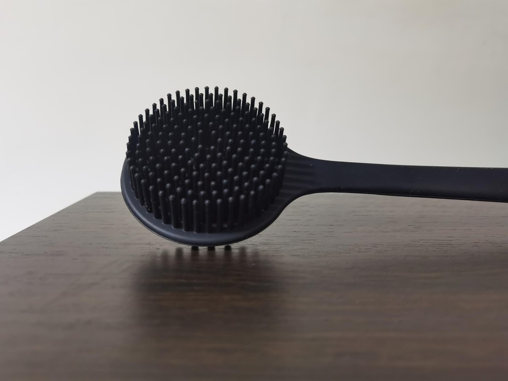PANLOPU Silicone Bath Brush Long Handled Body Double Sided Back Black