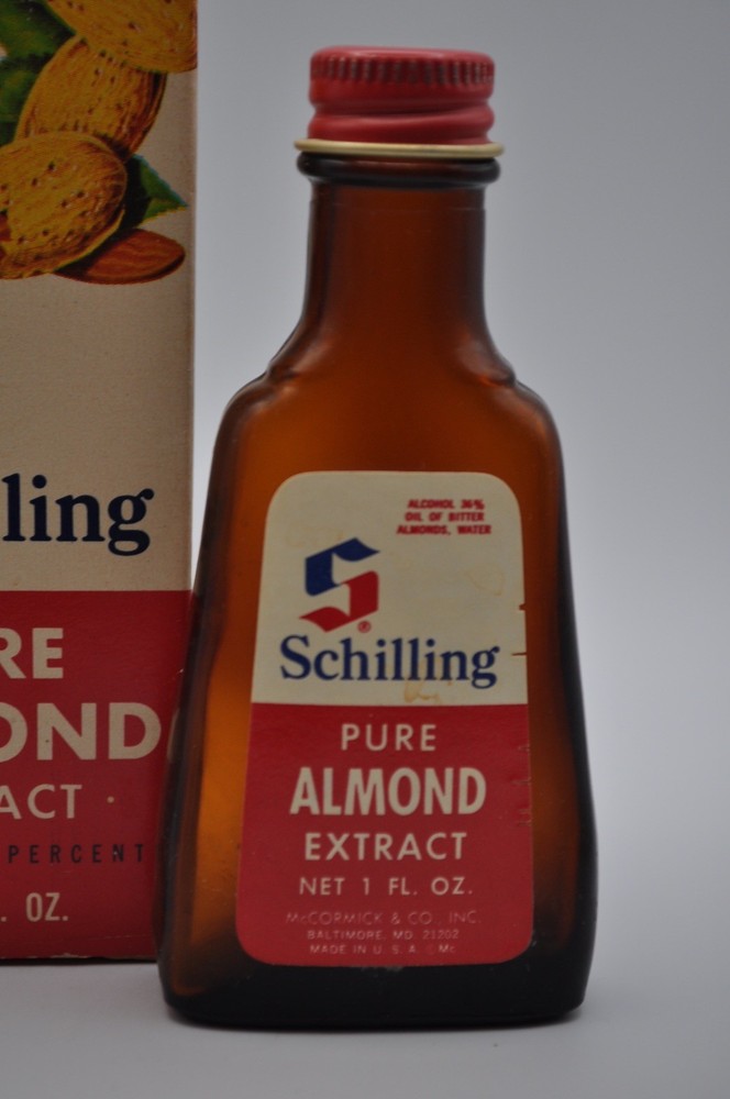 Vintage Schilling Almond Extract with Box Prop Pre Bar Code Empty Prop
