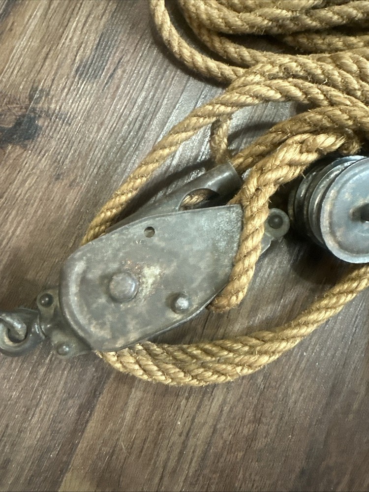 Vintage Durbin Durco Double Pulley System With Rope