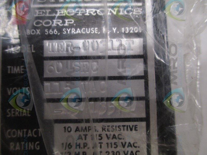 SYRACUSE ELECTRONICS TER-001311T TIME DELAY RELAY 60SEC. NSMP