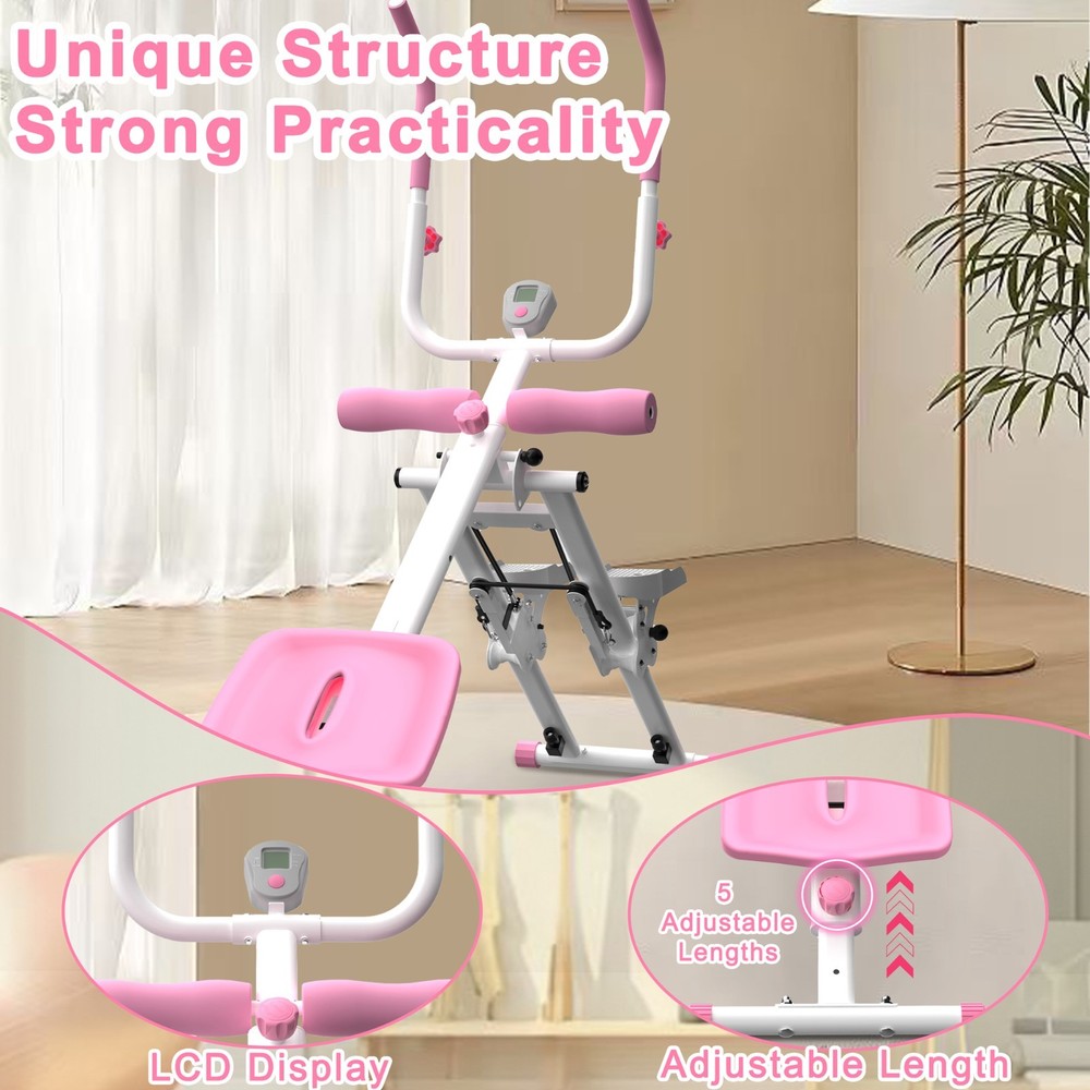 Multifunctional 2-In-1 Stair Stepper And Ab Workout Machine Pink