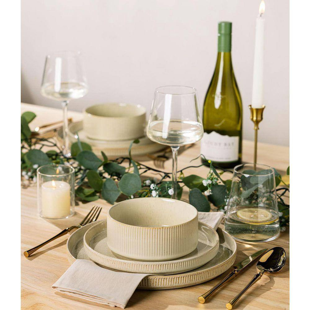 12-Piece Cappuccino Modern Ceramic Kitchen Dinnerware Sets with Plates and Bowls