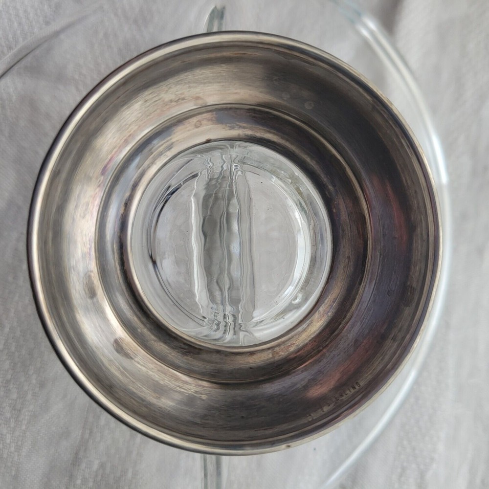 Crown Sterling Silver & Glass Divided Dish