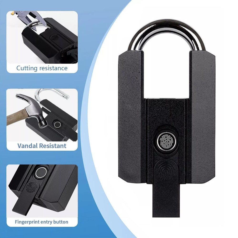 Smart Fingerprint Door Lock Keyless Padlock Security USB Rechargeable