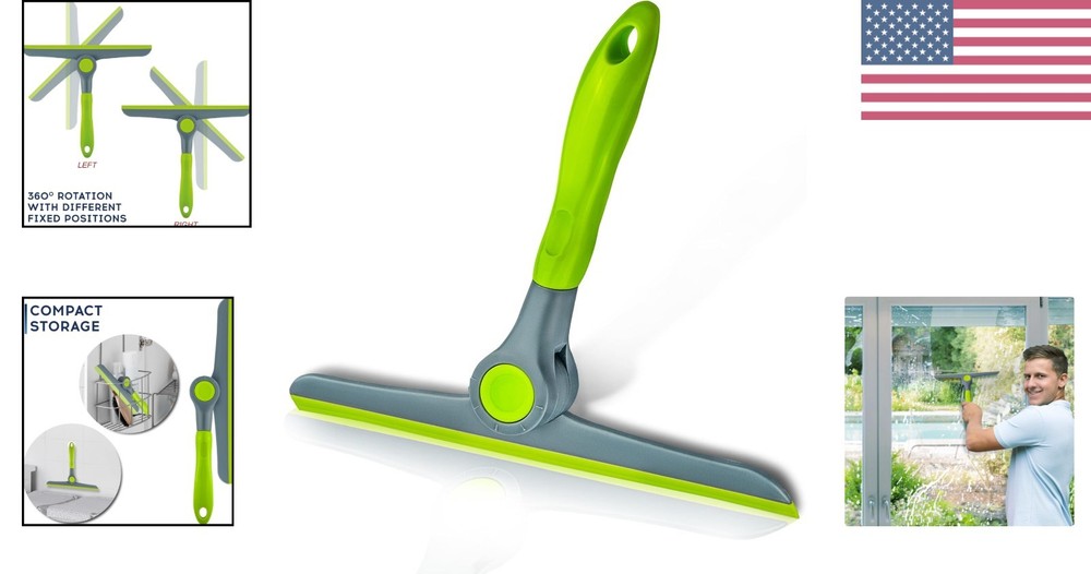 Versatile Handheld Squeegee for Windows, Shower Doors & Mirrors - Green/Grey