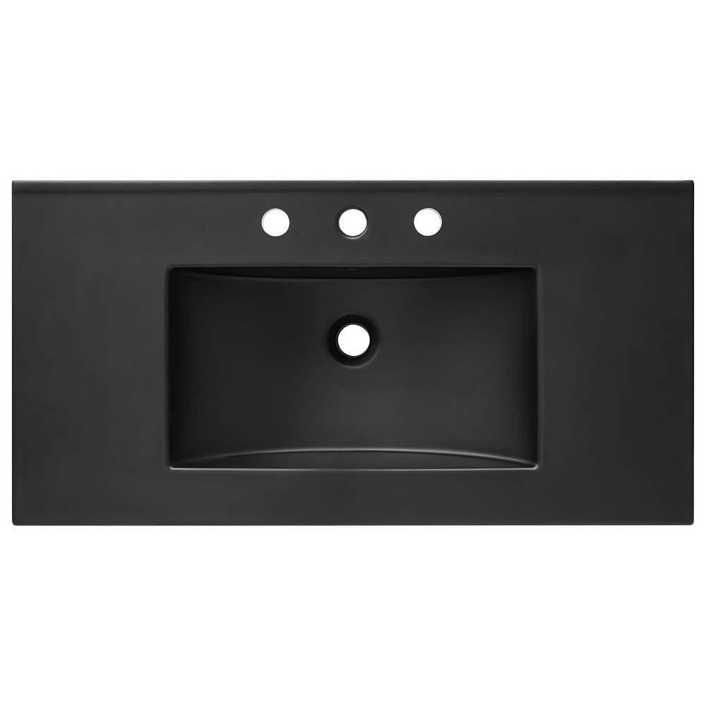 Modway Cayman Modern 36" Bathroom Sink in Black With Rectangular Basin
