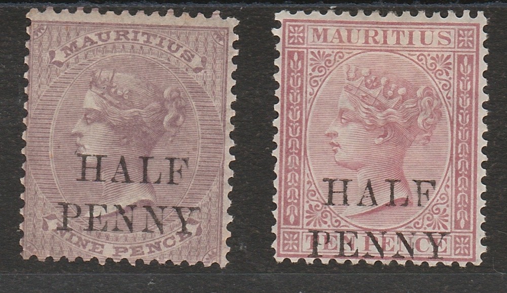 MAURITIUS 1876 QV HALF PENNY OVERPRINT SET