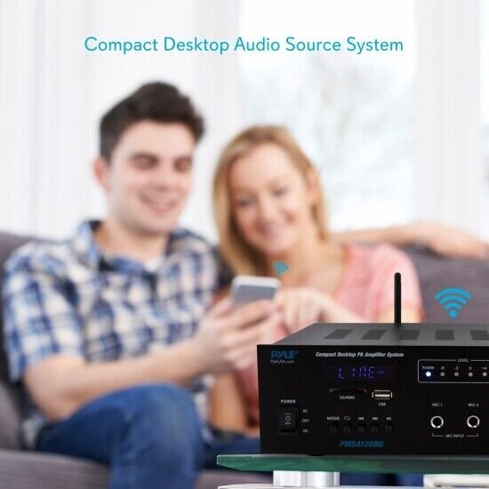 Pyle PMSA126BU Wireless Bluetooth Public Address Amplifier Receiver System 500W