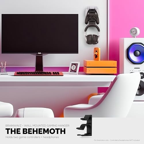 The Behemoth - Dual Game Controller & Headphone Stand Wall Mount Holder -