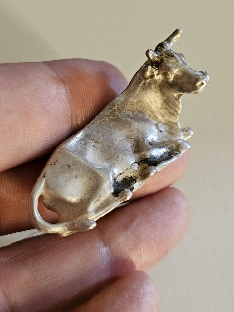 Sterling Silver 925 Greek Cow Miniature.