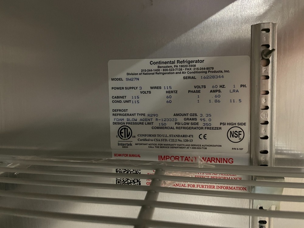 Continental SW27N – 27” Refrigerated Work Top