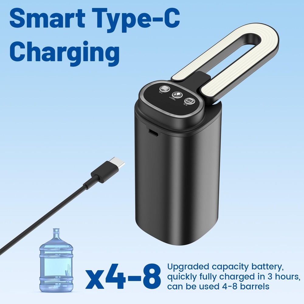 3 Mode Foldable Nozzle 5 Gallon Water Dispenser Bottle Pump Jug Light Black