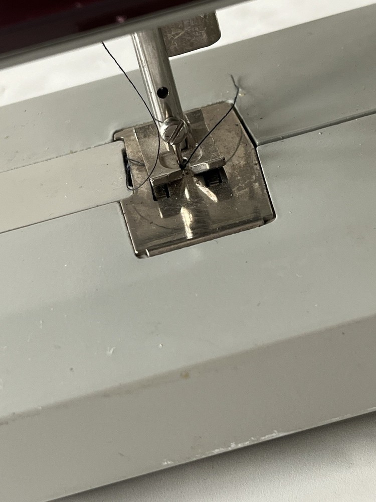 Vintage Singer Tiny Tailor Grey And Maroon Sewing Machine, Works!