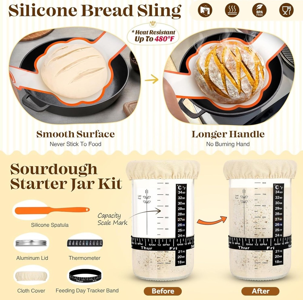 Sourdough Starter Kit with Jar 39pc Bread Baking Tools Gift Set Home