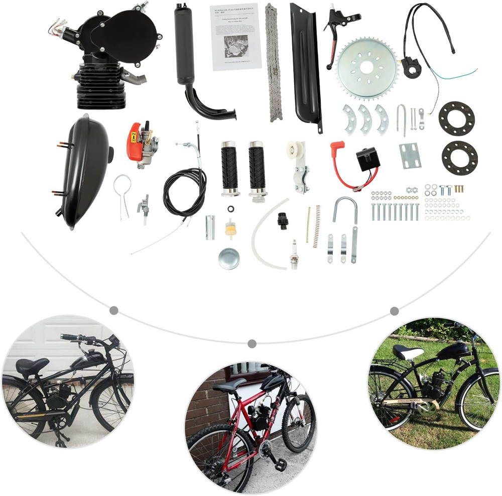 110Cc Bicycle Engine Kit, 2-Stroke Gas Motorized Bicycle Conversion Kit Fit for