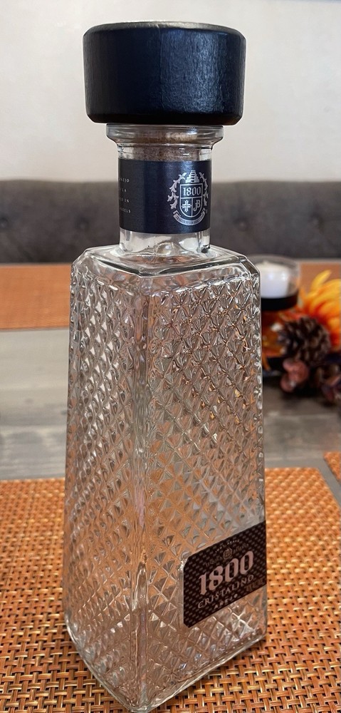 Empty 1800 Cristalino Añejo Tequila Bottle with cork Authentic Great condition✨