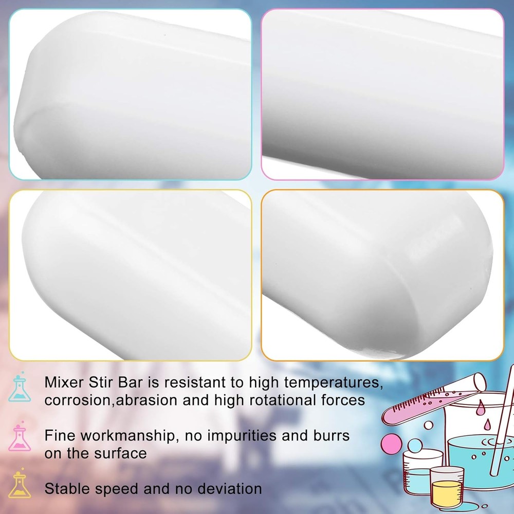 8 Pack 30mm PTFE Lab Magnetic Stir Bar