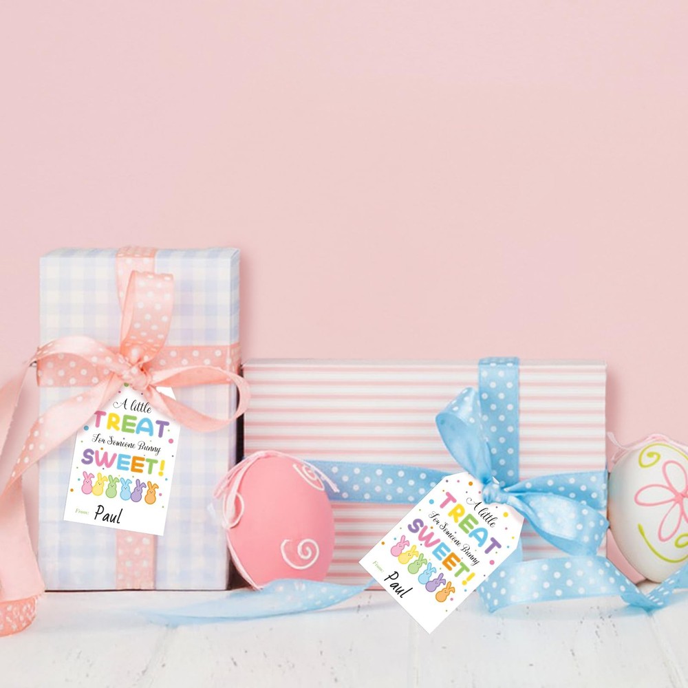 Easter Gift Tags with String Easter Bunny Name Gift Tags 50 Pcs Happy Easter ...