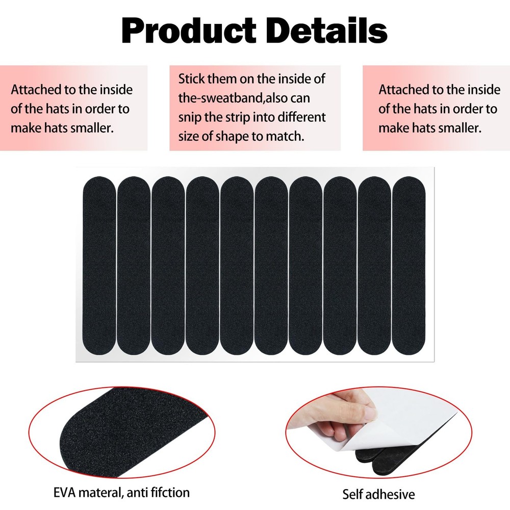 20 Pcs Hat Sizer Reducer Insert, Inserts to Make Medium, Black and White