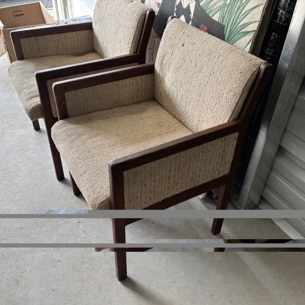 Mid Century Modern Lounge Arm Chairs Pair