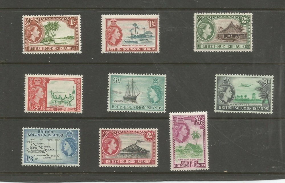 BR  SOLOMON Is    1963   64    DEFINATIVE  SET  9  VALUES  WMK  CA RIGHT   LMM
