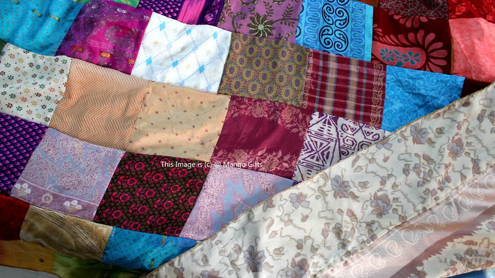 Handmade Patchwork Door Curtains Boho Decor Valances Panels Silk Sari Indian