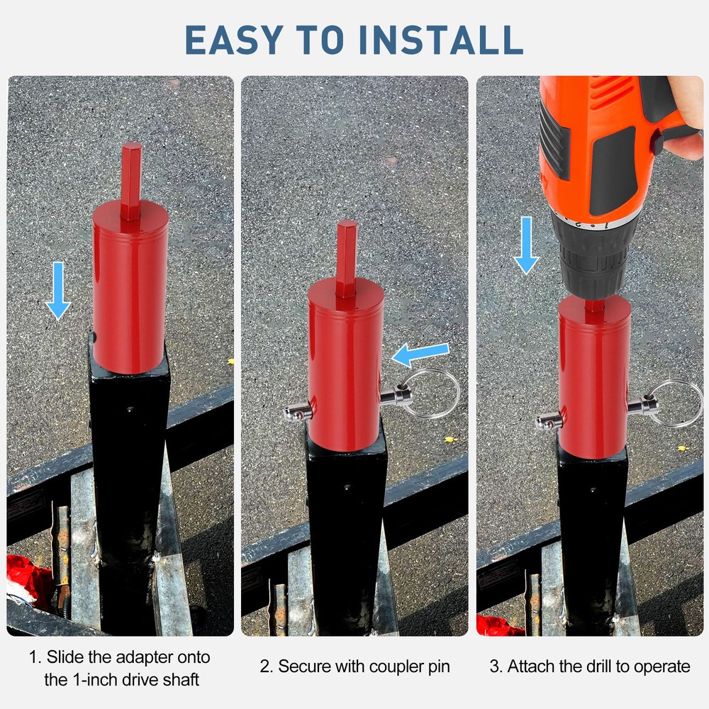 2 PCS Heavy Duty Trailer Jack Adapter Tool for 1" Socket 1/2" & 3/8" Drive Shaft