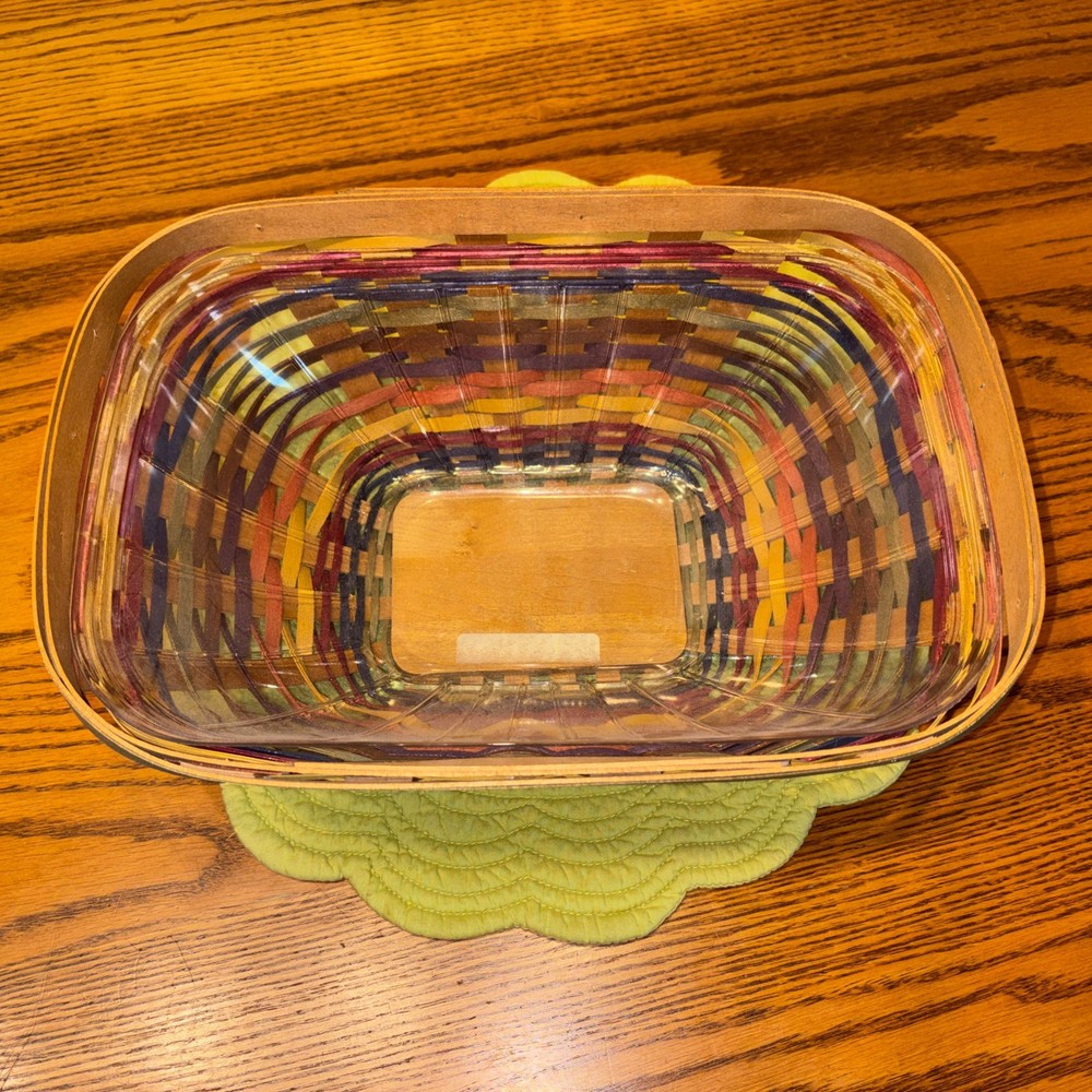 Longaberger Multi-Color Soft Rectangle Bowl Basket w/Protector.