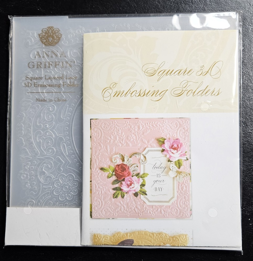 Anna Griffin Square 3D Embossing Folders 6" x 6" *NEW*