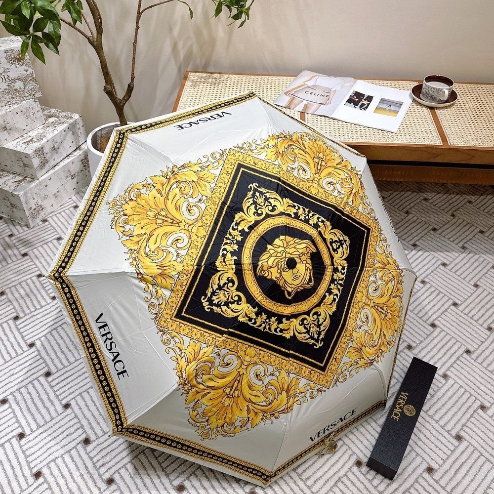 Versace Gold flower Pattern Umbrella Automatic 3-Fold Sun Rain Parasol