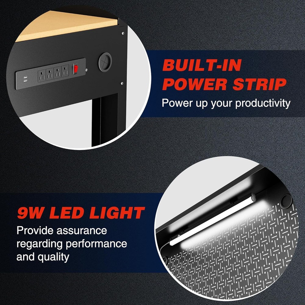 WORKPRO 45" Garage Workbench w/Storage Heavy-Duty Workbench with Pegboard 800LBS