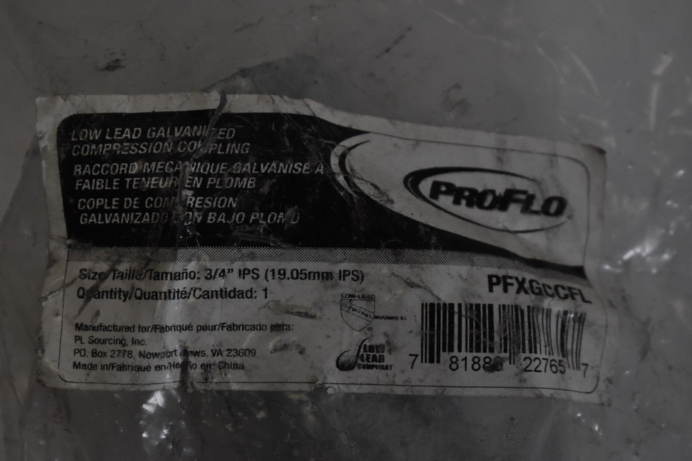 Proflo Pfxgccfl Ips Compression Low Lead Galvanized Long Coupling 3/4"