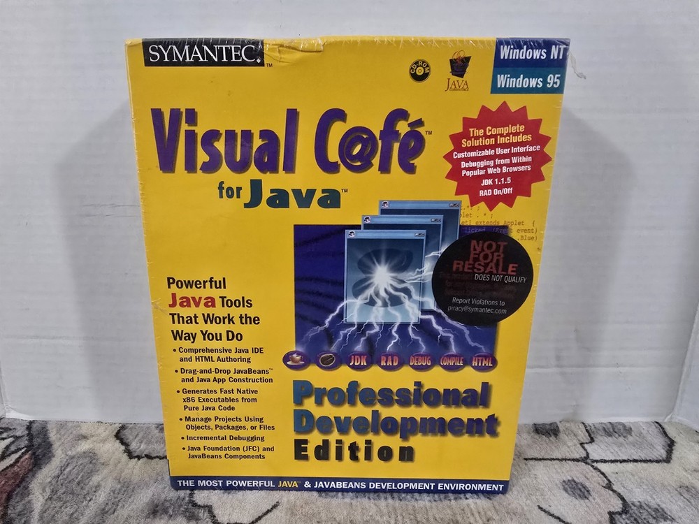 Visual Cafe 2.5 Professional Development + Manual PC CD Java Windows 95 SEALED