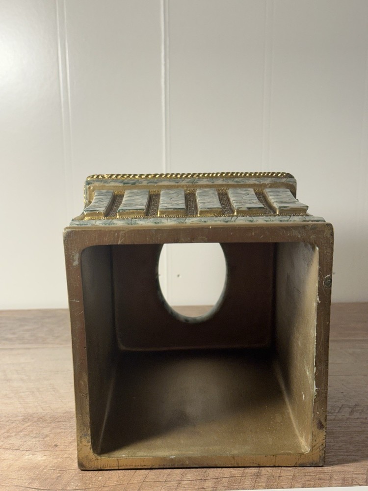 Green Gold White Resin Square Tissue Box Cover Classic Abstract Pattern