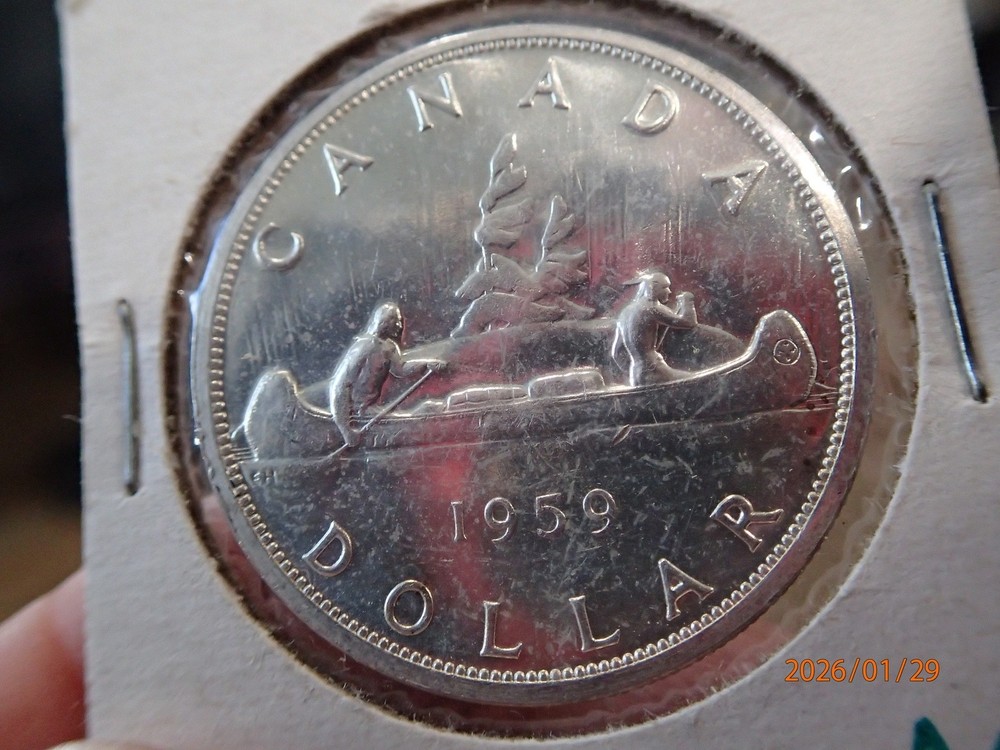 1959 Canada Voyager Silver Dollar .800 Beautiful Shape
