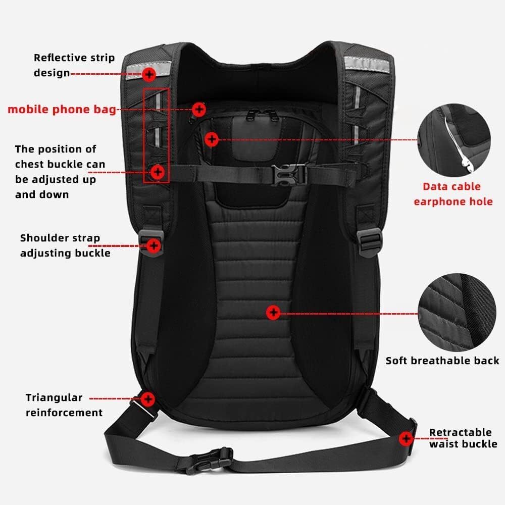 Motorcycle Backpack Hard Shell Carbon Fiber Pattern Waterproof Back Pack Saddleb