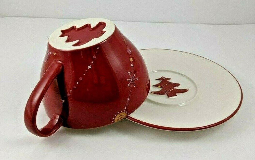 Christmas Starbucks Tree Coffee Cup And Saucer 2006