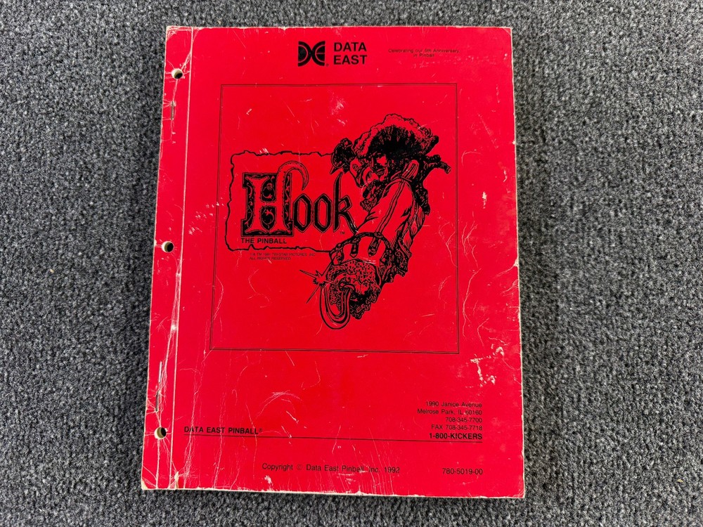 Data East Hook Pinball Machine Game Manual Schematics ORIGINAL
