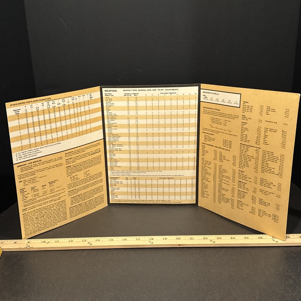 1985 TSR Advanced Dungeons & Dragons 9146 - Player's Reference Screen