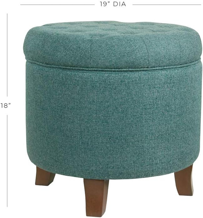 by Kinfine Fabric Upholstered round Storage Ottoman - Button Tufted Ottoman with