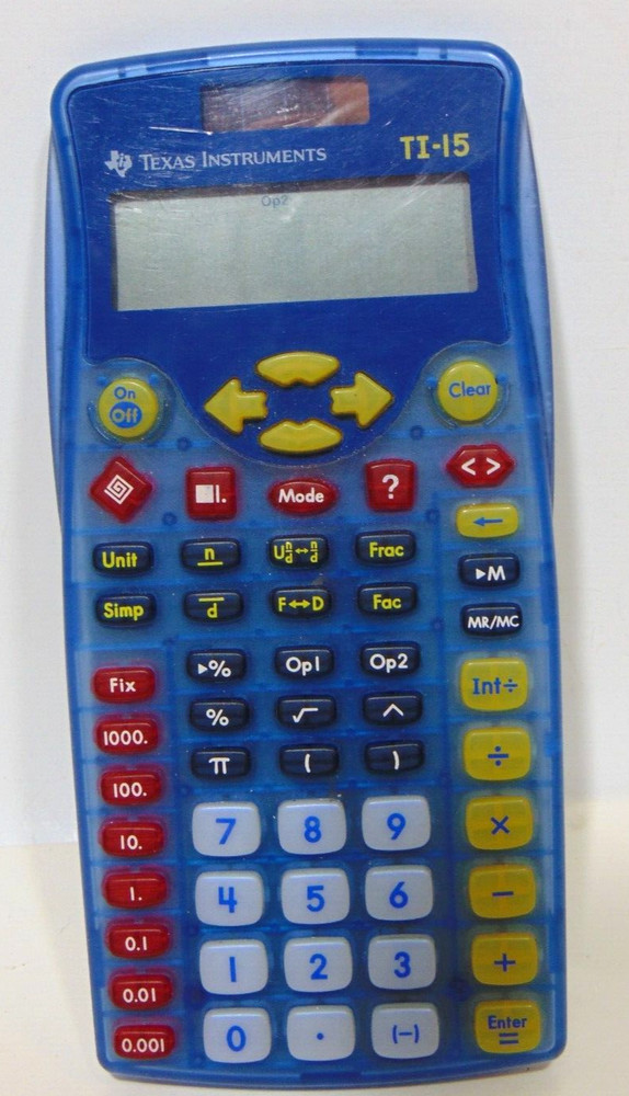 Texas Instruments TI-15 Scientific Calculator Tested Works College Math Algebra