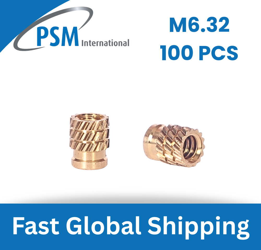 M6.32 SPIRO BRASS INSERT FOR PLASTIC PSM SPB6.32UNC SET 100PCS