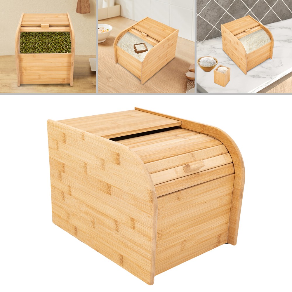 Bamboo Rice Storage Container Wood Color Rice Storage Container with Lid