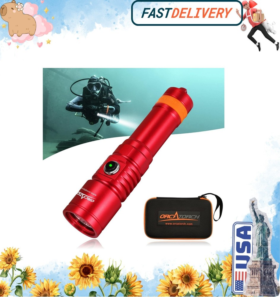 ORCATORCH D710 Scuba Diving Light,3000 Lumens Super Bright Underwater Flashlight
