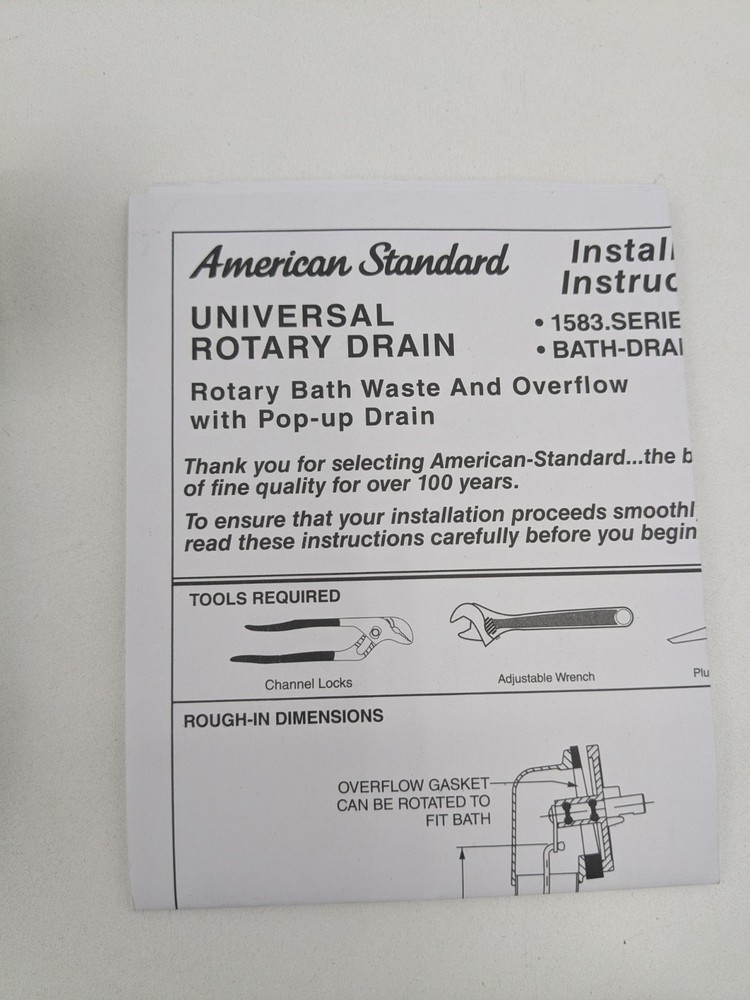 American Standard Universal Drain Minimum Depth: 14" Maximum Depth: 18-1/2"