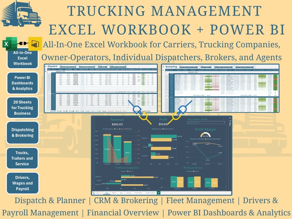 Trucking Operations Management Workbook & Power BI Analytics (Imperial)