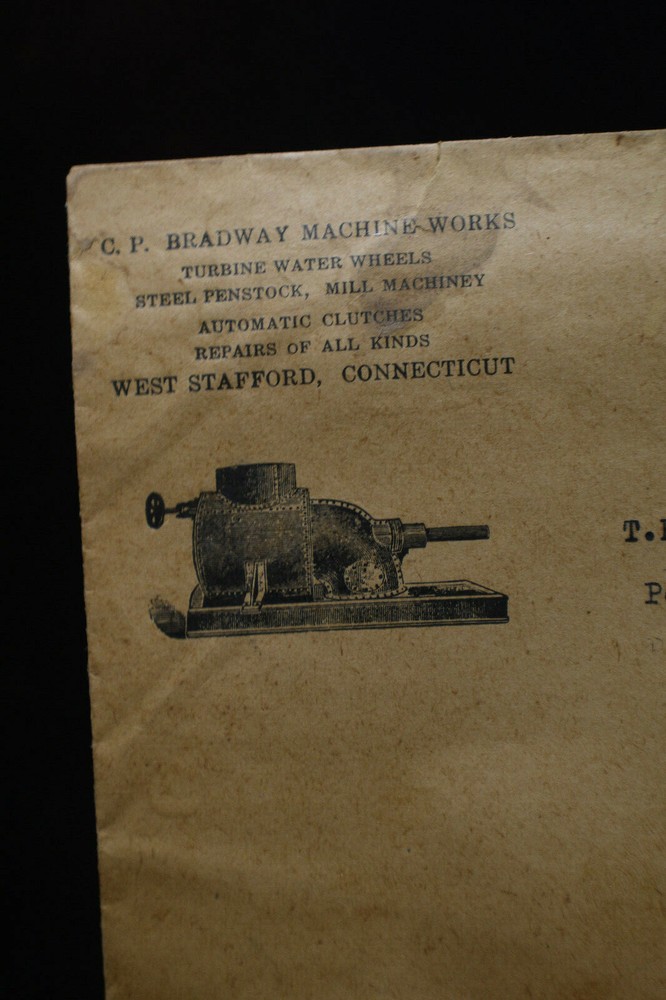*ORIGINAL* C P Bradway Machine Works West Stafford, Ct Envelope