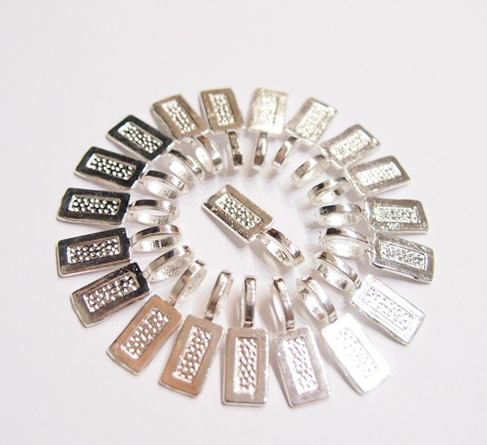 20 Medium Silver Plated Rectangle Glue Bails, 4 Pendants, Cameos, Cabs or Glass