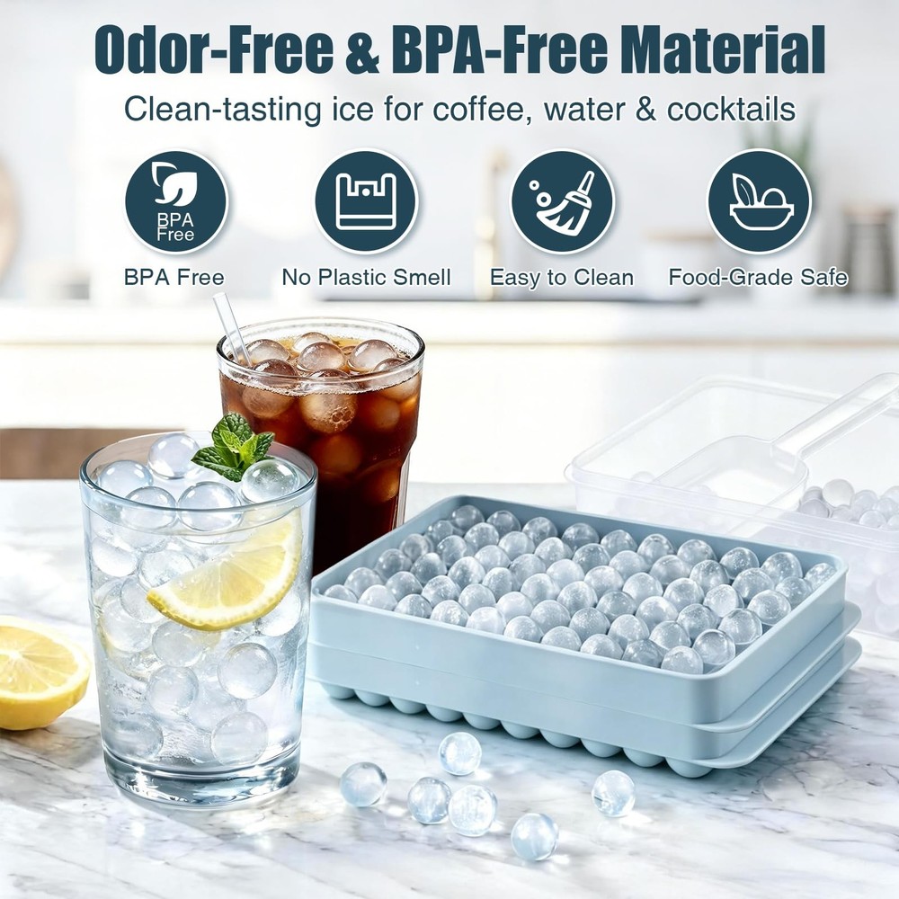 WIBIMEN Mini Ice Cube Trays, 0.55” Tiny Pebble for 2Pack/0.55In, Blue