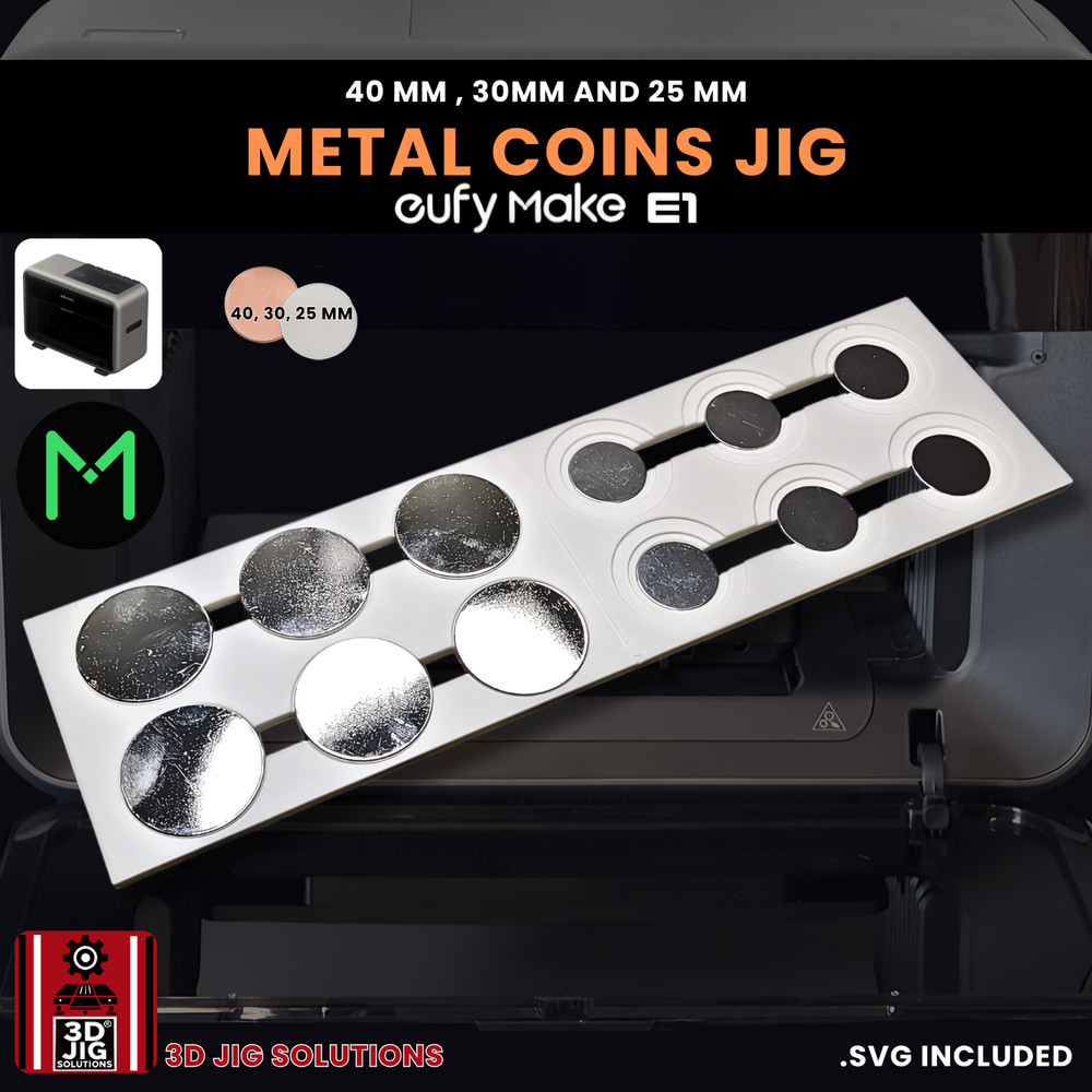 EufyMake E1 UV Printer Jig | Challenge Coin & Pendant Template